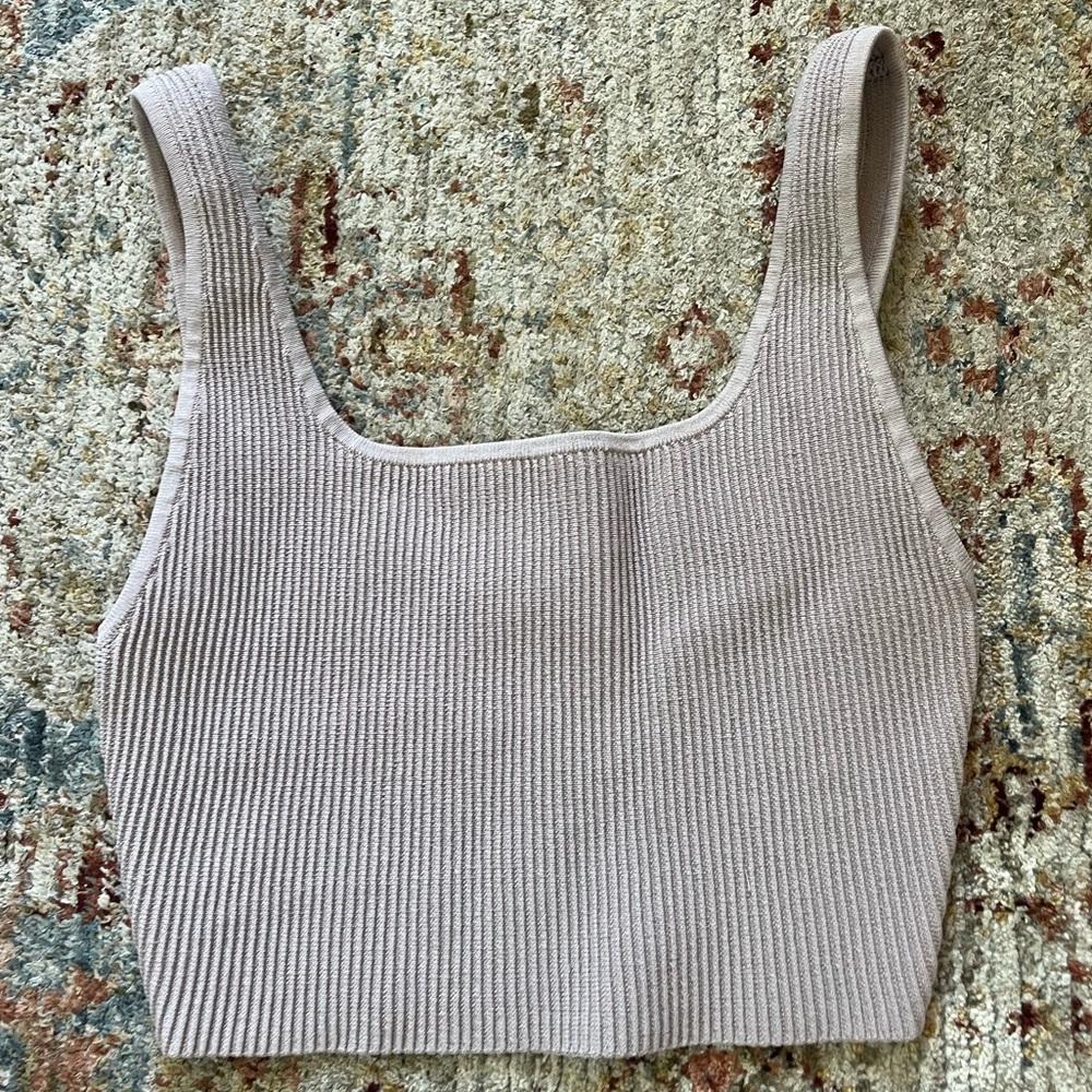 Aritzia Babaton Ribbed Knit Tank Top - Taupe/Mauve